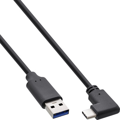 InLine® USB 3.2 Kabel, USB-C Stecker gewinkelt an A Stecker, schwarz, 2m (Produktbild 1)