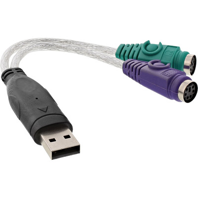 InLine® USB zu PS/2 Konverter, USB Stecker an 2x PS/2 Buchse für Maus + Tastatur (Produktbild 1)